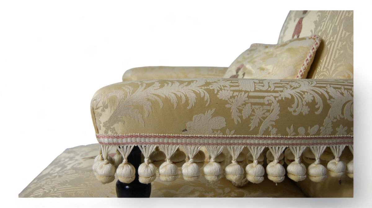 Pair of Victorian Armchairs in Original Silk, circa 1850