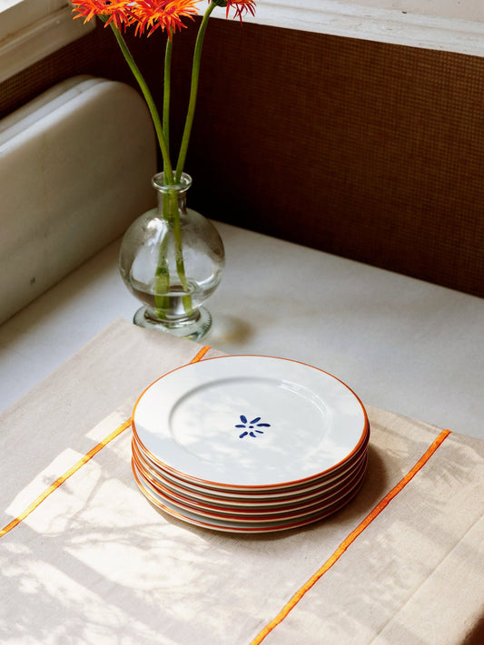Hand-painted porcelain dessert plate with blue flower – view 2
