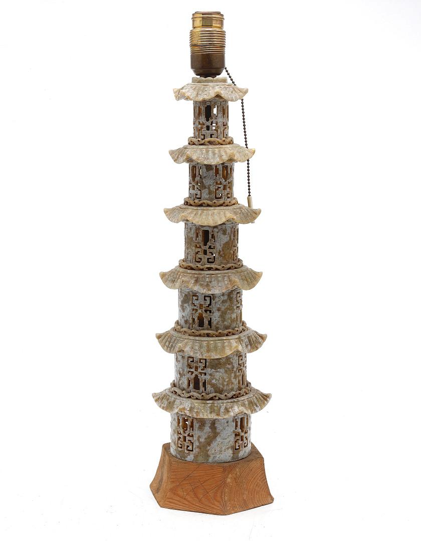 Chinese Hand-Carved Jade Table Lamp