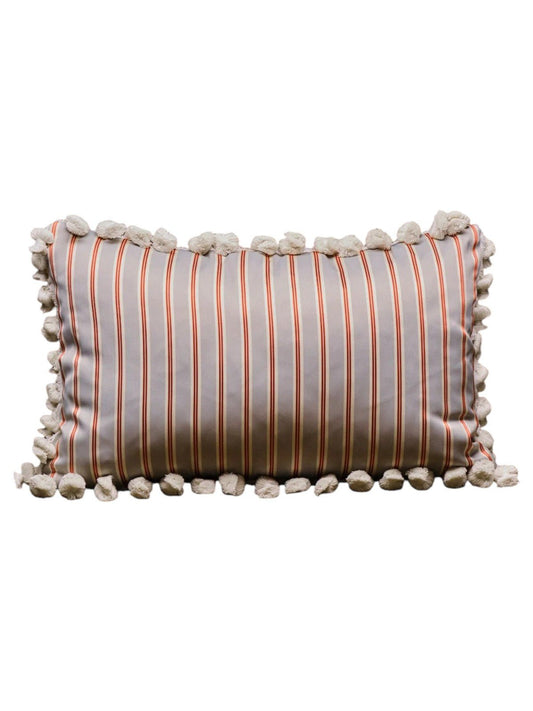 Radish striped cushion with white tassel fringe – view 2