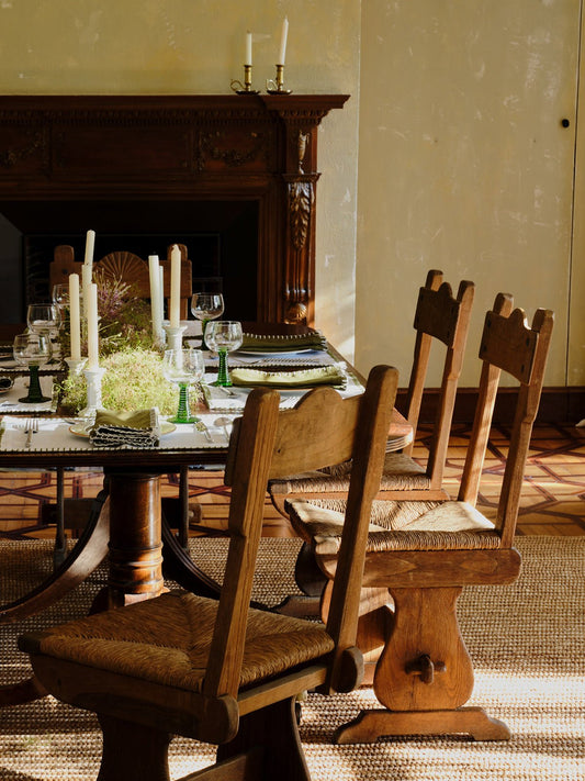 Set of seven rustic 19th-century hand-carved chairs – view 2