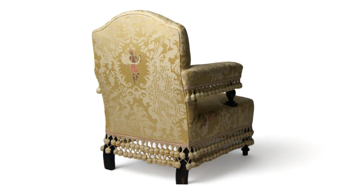 Pair of Victorian Armchairs in Original Silk, circa 1850