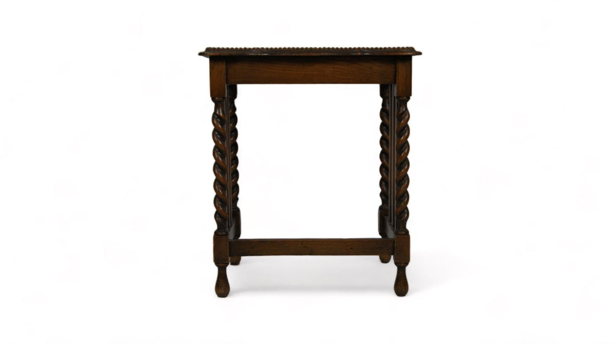 English Side Table with Barley-Twist Legs, 1920s