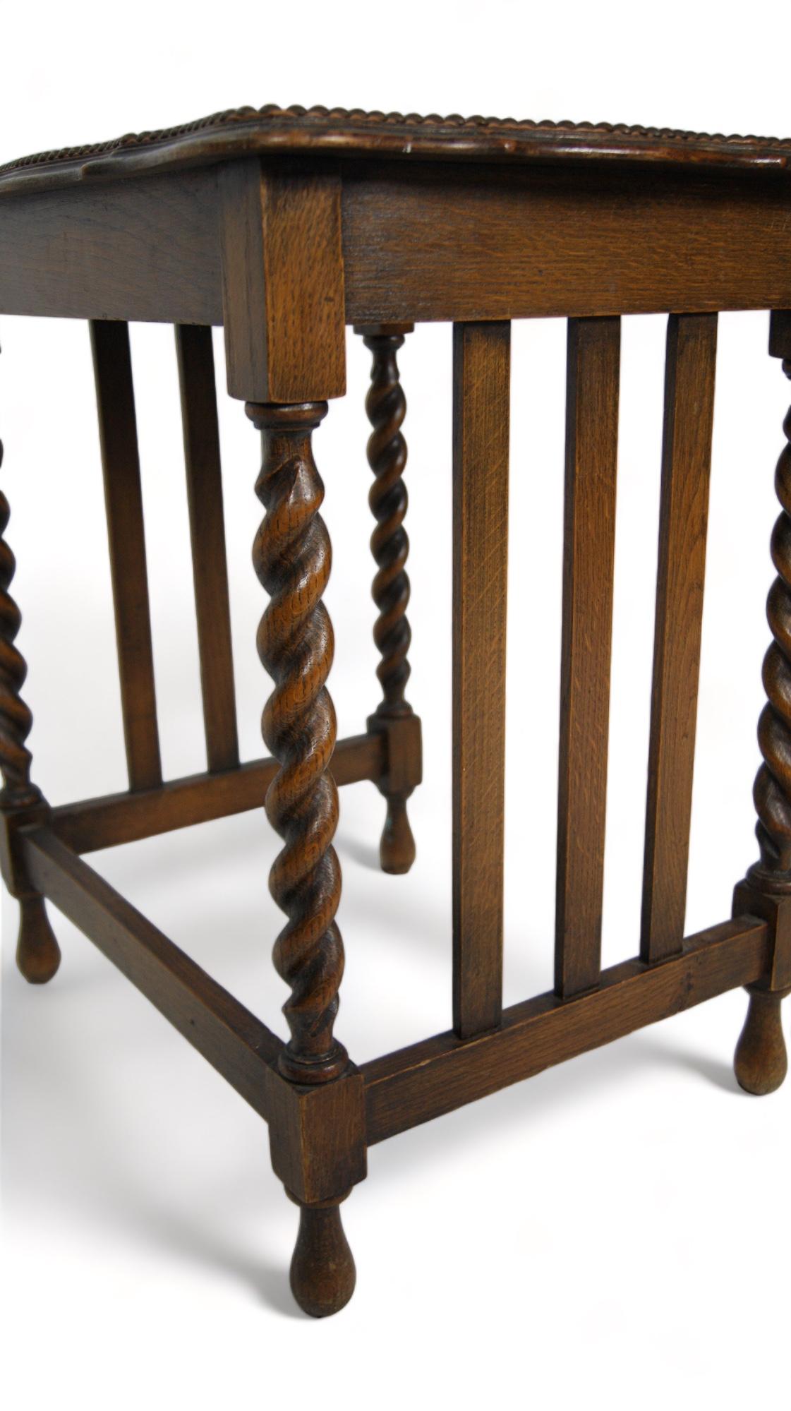 English Side Table with Barley-Twist Legs, 1920s