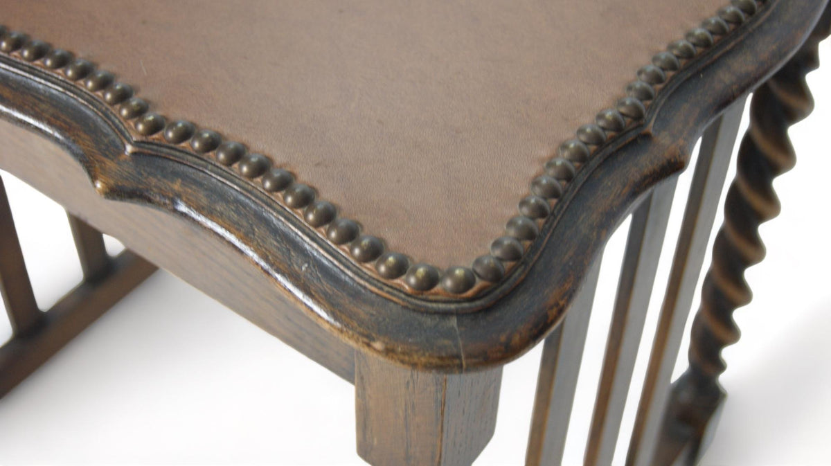 English Side Table with Barley-Twist Legs, 1920s