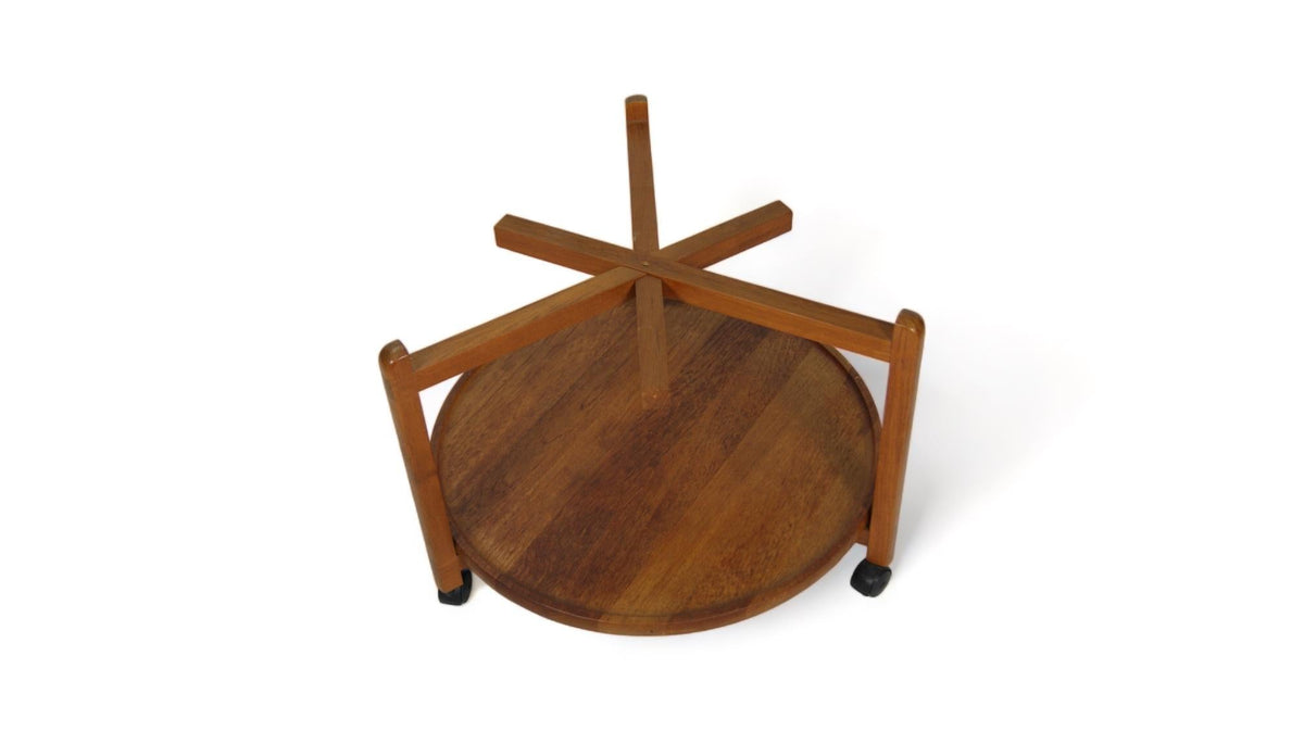 Danish Teak Bar Cart with Removable Tray, 1960s