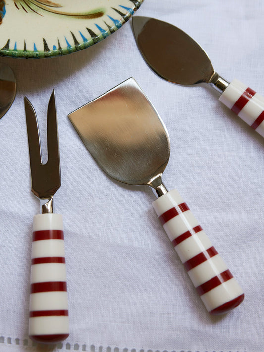 CHEESE CUTLERY SET STIPED HANDLE - House of Quintana