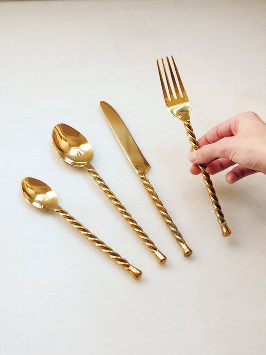 Golden Twirl stainless steel cutlery set – view 2