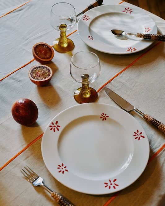 Hand-painted porcelain dinner plate with red flower – view 2
