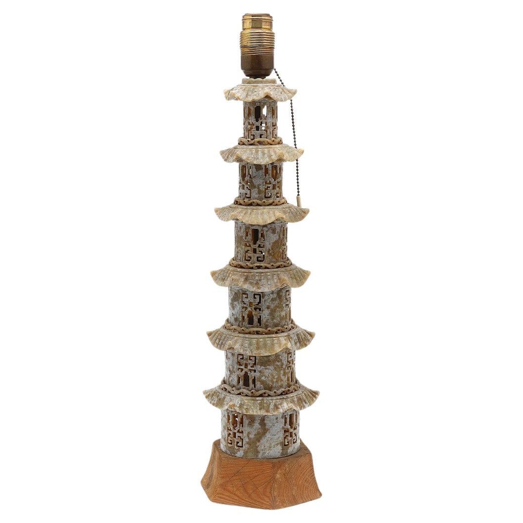 Chinese Hand-Carved Jade Table Lamp
