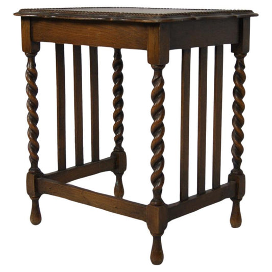 English Side Table with Barley-Twist Legs, 1920s