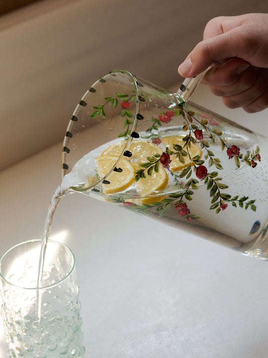 Hand-painted glass jug with pomegranate motifs – view 2