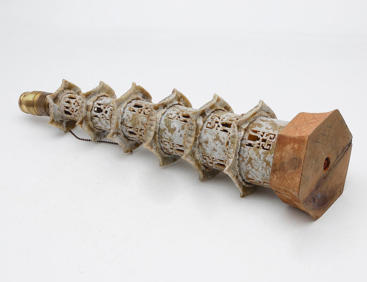 Chinese Hand-Carved Jade Table Lamp