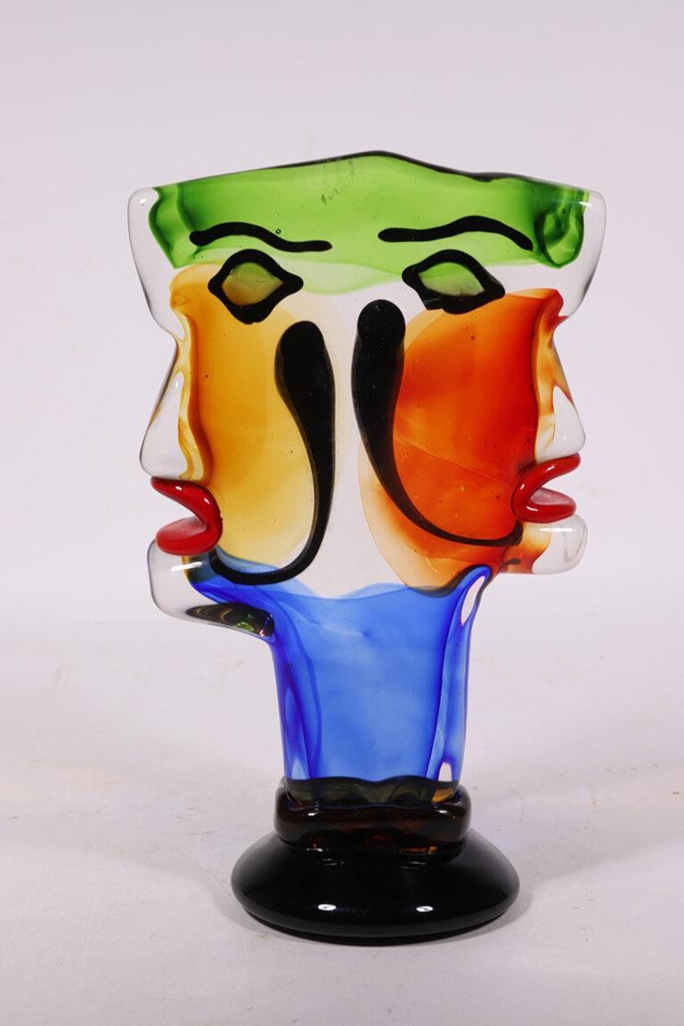 Pair of Faces in Blown Murano Glass