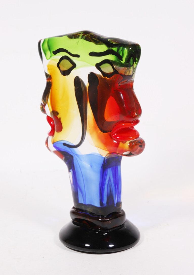 Pair of Faces in Blown Murano Glass