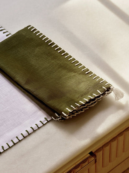 PAIR OF LINEN NAPKINS WITH STITCHING - House of Quintana