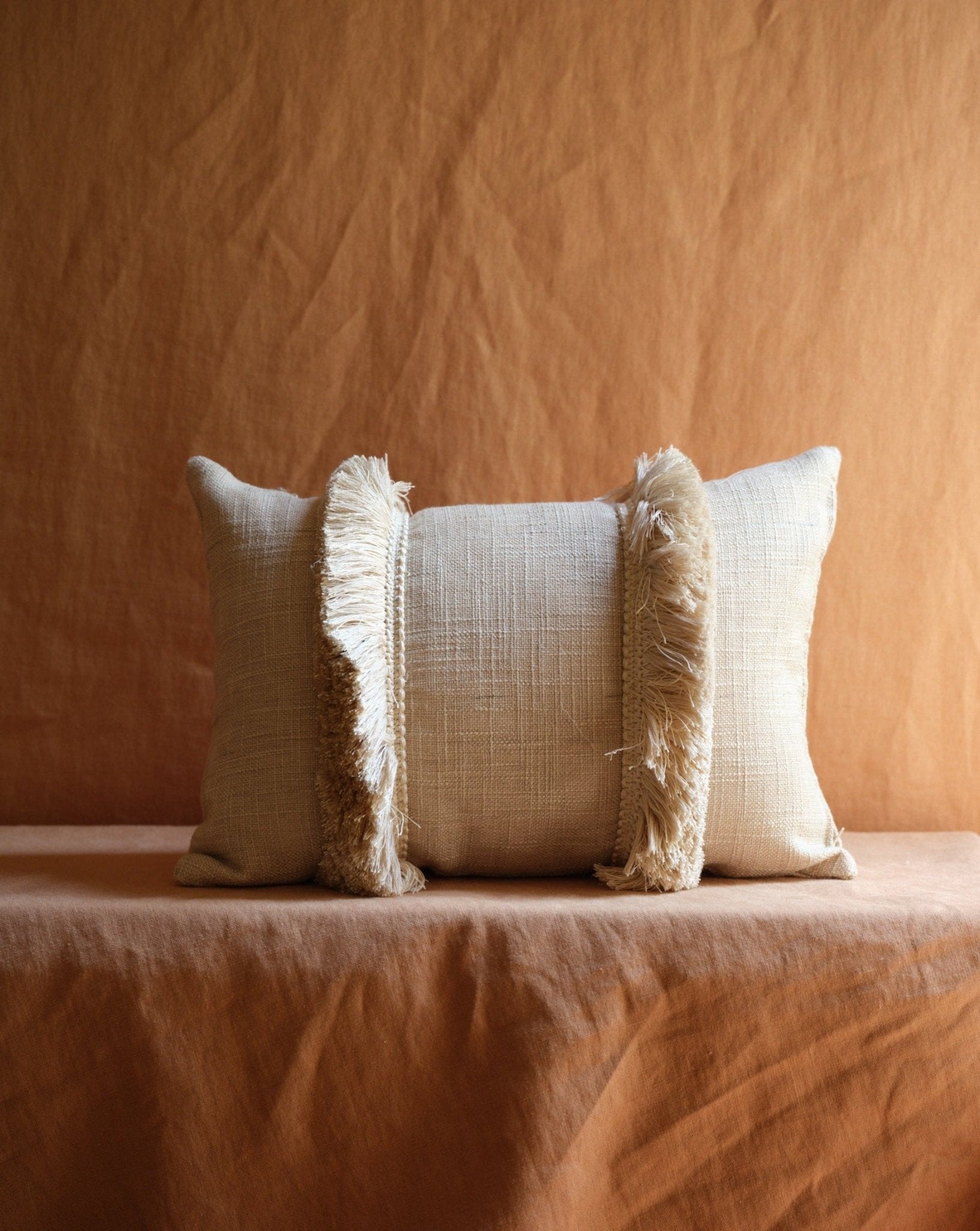 PILLOW WITH BRUSH FRINGE TRIM - House of Quintana