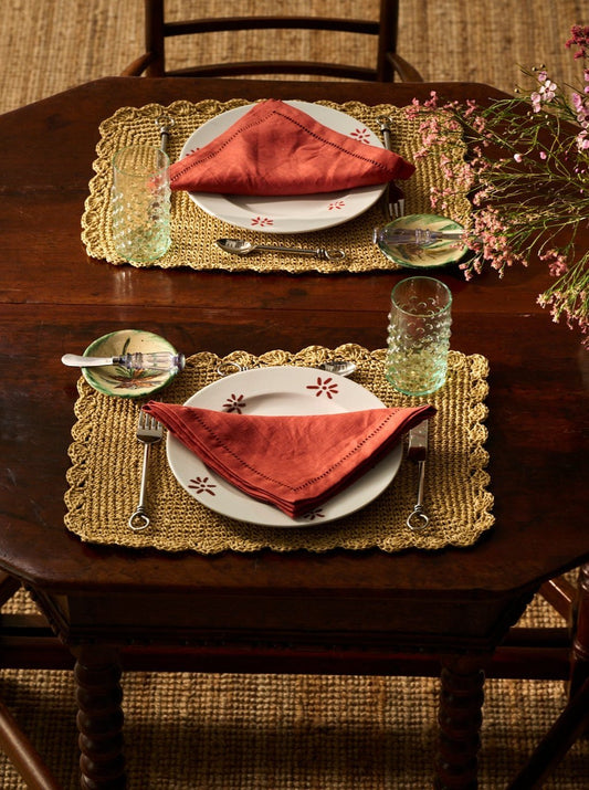 Natural raffia crochet placemat – view 2
