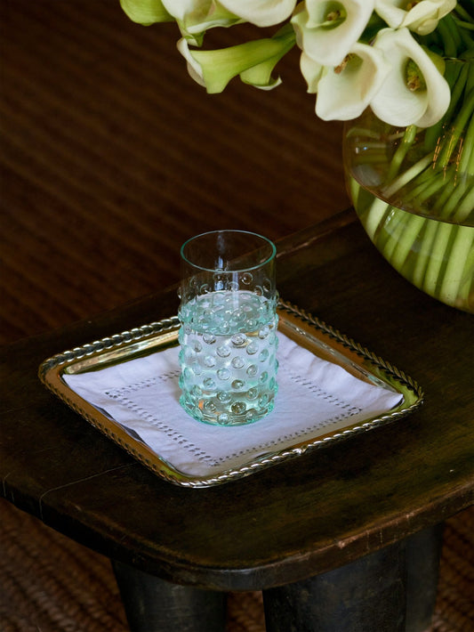 Large Twirl stainless steel tray with linen napkin – view 2